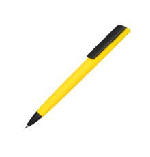 Ручка пластиковая soft-touch шариковая Taper, желтый/черный