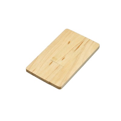 Купить Флешка в виде деревянной карточки с выдвижным механизмом, 16 Гб, натуральный с нанесением логотипа