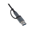 Купить USB-хаб Link с коннектором 2-в-1 USB-C и USB-A, 2.0/3.0, серый с нанесением логотипа