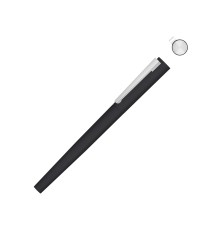 Ручка металлическая роллер Brush R GUM soft-touch с зеркальной гравировкой, черный