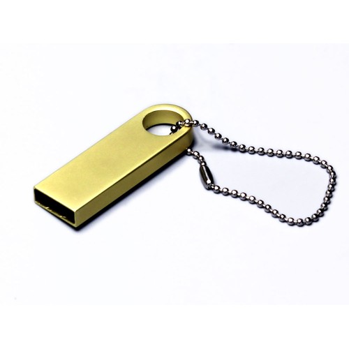 Купить USB 2.0-флешка на 512 Мбайт с мини чипом и круглым отверстием, золотистый с нанесением логотипа