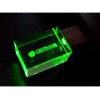 Купить USB-флешка на 64 ГБ прямоугольной формы, под гравировку 3D логотипа, материал стекло, с деревянным колпачком красного цвета, зеленый с нанесением логотипа