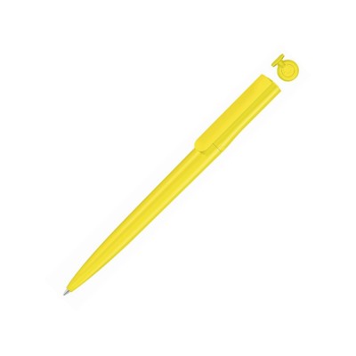 Купить Ручка шариковая пластиковая RECYCLED PET PEN switch, синий, 1 мм, желтый с нанесением логотипа