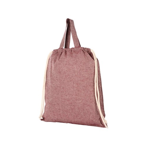 Купить Рюкзак со шнурком Pheebs из 150 г/м2 переработанного хлопка, бордовый меланж с нанесением логотипа