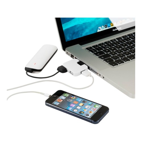 Купить USB Hub Gaia на 4 порта, белый с нанесением логотипа