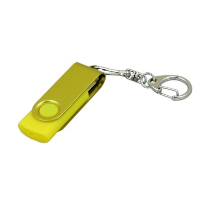 Купить Флешка 3.0 промо поворотный механизм, с однотонным металлическим клипом, 32 Гб, желтый с нанесением логотипа