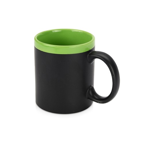 Купить Кружка с покрытием для рисования мелом Да Винчи, черный/зеленый с нанесением логотипа