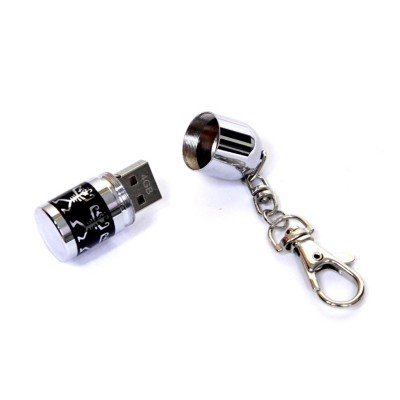 Купить USB-флешка на 32 Гб в виде пули с танцующими человечками, серебро с нанесением