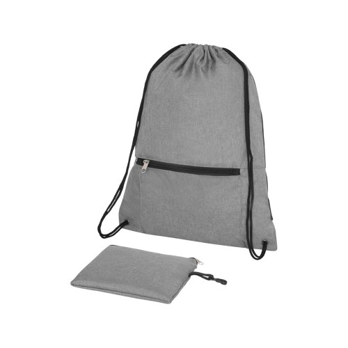 Купить Складной рюкзак со шнурком Coss, heather medium grey с нанесением логотипа