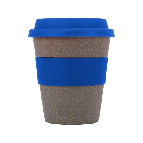 Купить Стакан с силиконовой крышкой Cafe, синий с нанесением логотипа