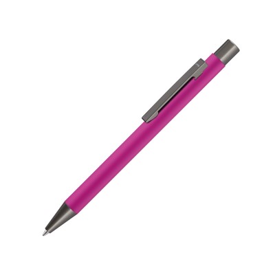 Купить Ручка шариковая UMA STRAIGHT GUM soft-touch, с зеркальной гравировкой, розовый с нанесением логотипа