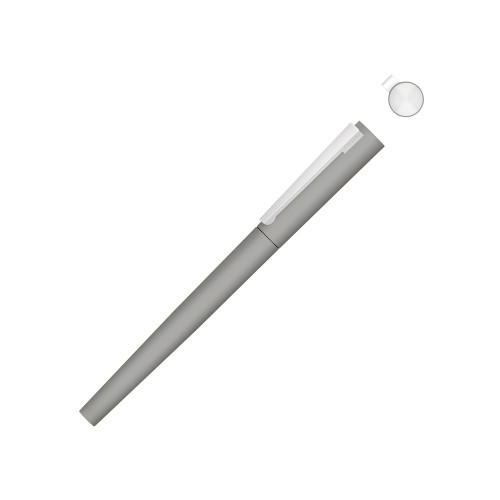 Купить Ручка металлическая роллер Brush R GUM soft-touch с зеркальной гравировкой, серый с нанесением логотипа