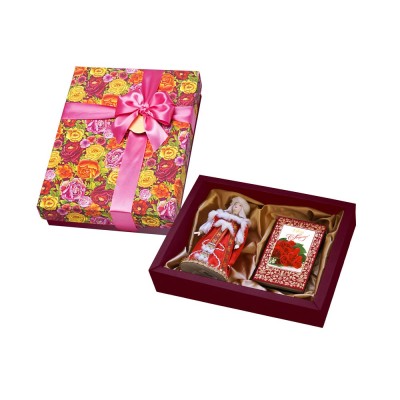 Купить Набор С Праздником: кукла декоративная, шоколадные конфеты Конфаэль, красный с нанесением