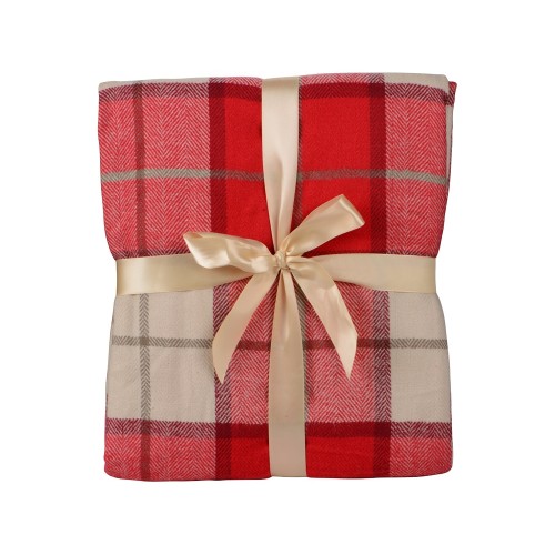 Купить Плед акриловый в клетку Tartan, красный с нанесением логотипа Купить Плед акриловый в клетку Tartan, красный с нанесением логотипа