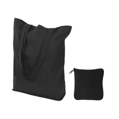 Купить Складывающаяся сумка Skit из хлопка на молнии, черный с нанесением логотипа