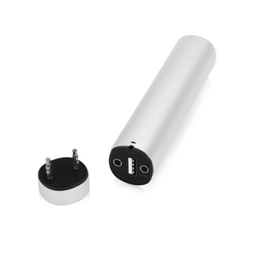 Купить Портативное зарядное устройство Мьюзик, 5200 mAh, серебристый с нанесением логотипа Купить Портативное зарядное устройство Мьюзик, 5200 mAh, серебристый с нанесением логотипа