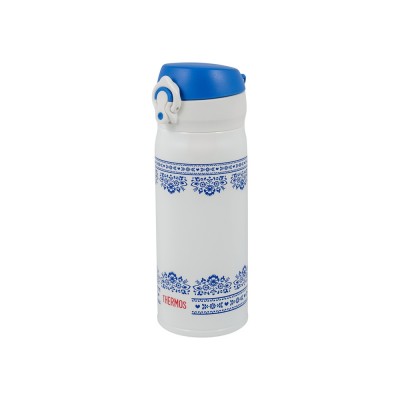 Купить Термос из нерж. стали тм THERMOS JNL-402-BLWH SS V.Insulated Flask,400ml, бело-синий с нанесением