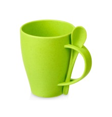 Пшеничная кружка Nina с ложкой, 300ml зеленое яблоко 375C