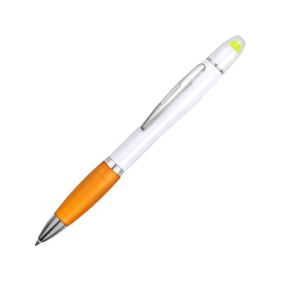 Купить Ручка шариковая с восковым маркером белая/оранжевая с нанесением