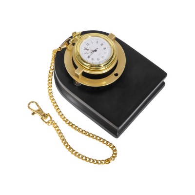 Купить Часы Магистр с цепочкой на деревянной подставке, золотистый/черный (без шильда) с нанесением логотипа