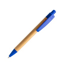Ручка шариковая GILDON, бамбук, натуральный/королевский синий