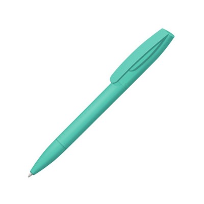 Купить Шариковая ручка Coral Gum  с прорезиненным soft-touch корпусом и клипом., бирюзовый с нанесением логотипа