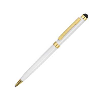 Купить Ручка шариковая Голд Сойер со стилусом, белый с нанесением