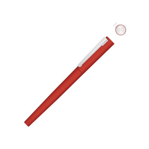 Купить Ручка металлическая роллер Brush R GUM soft-touch с зеркальной гравировкой, красный с нанесением логотипа