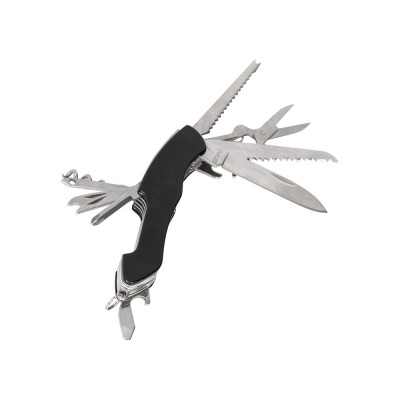 Купить Мультитул-складной нож Demi 11-в-1, серебристый/черный с нанесением логотипа