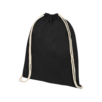 Купить Рюкзак со шнурком Tenes из хлопка плотностью 140 г/м2, черный с нанесением логотипа