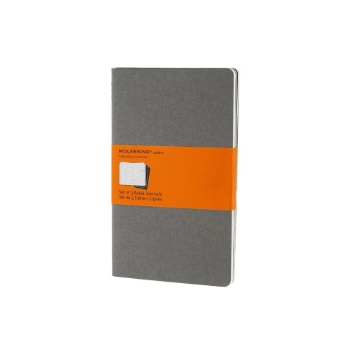 Купить Записная книжка Moleskine Cahier (в линейку, 3 шт.), Large (13х21см), серый с нанесением логотипа