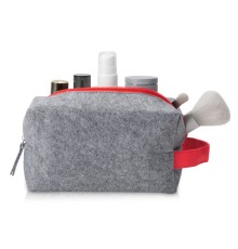 Косметичка из РПЕТ фетра с ручкой Felt, серый с красным