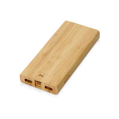 Купить Внешний беспроводной аккумулятор из бамбука Bamboo Air, 10000 mAh с нанесением логотипа