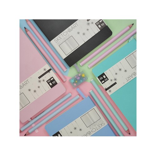 Купить Скетчбук Sketch & Art в мягком переплете 140х210 мм, 100 л. бежевой бумаги 100 гр., розовый с нанесением логотипа