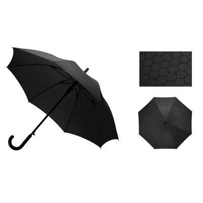 Купить Зонт-трость полуавтомат Wetty с проявляющимся рисунком, черный с нанесением логотипа