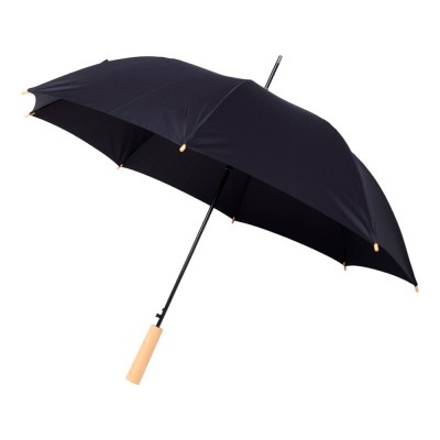 Купить 23-дюймовый автоматический зонт Alina из переработанного ПЭТ-пластика, черный с нанесением