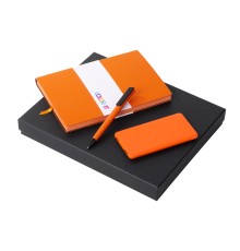 Подарочный набор c блокнотом С2, ручкой и повербанком 5000 mAh, оранжевый