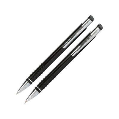 Купить Набор Онтарио: ручка шариковая, карандаш механический, черный/серебристый с нанесением