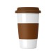 Купить Кружка с силиконовой крышкой и манжетой Нью-Йорк 300мл, коричневый с нанесением логотипа