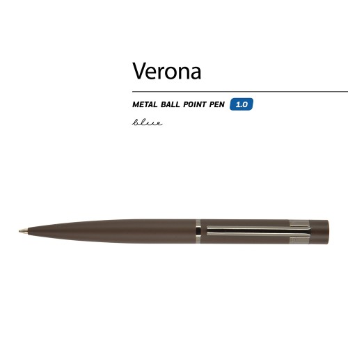 Купить Ручка Verona шариковая автоматическая, коричневый металлический корпус 1.0 мм, синяя с нанесением логотипа Купить Ручка Verona шариковая автоматическая, коричневый металлический корпус 1.0 мм, синяя с нанесением логотипа