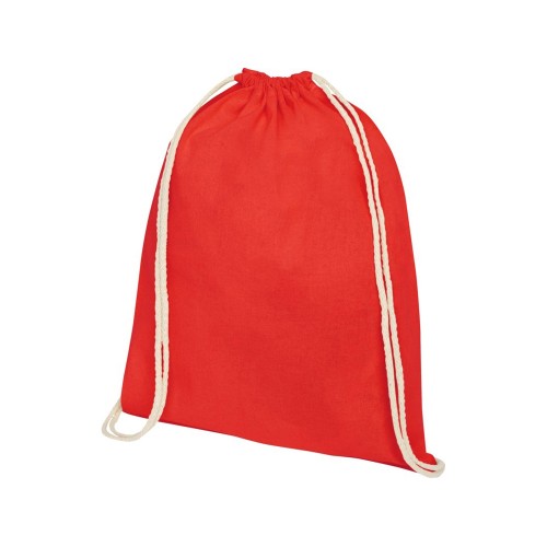 Купить Рюкзак со шнурком Tenes из хлопка плотностью 140 г/м2, красный с нанесением логотипа