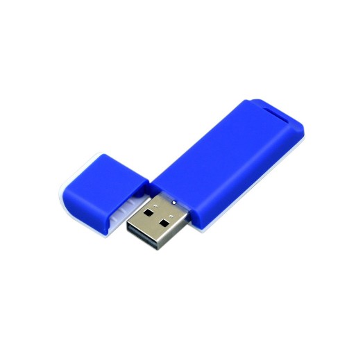 Купить Флешка 3.0 прямоугольной формы, оригинальный дизайн, двухцветный корпус, 128 Гб, синий/белый с нанесением логотипа