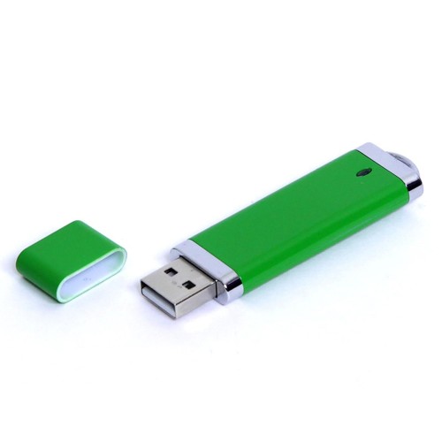 Купить USB-флешка промо на 128 Гб прямоугольной классической формы, зеленый с нанесением логотипа