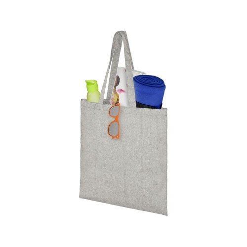 Купить Сумка-тоут Pheebs из переработанного хлопка 150 г/м2, серый меланж с нанесением логотипа