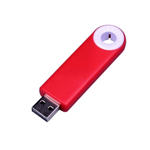 Купить USB-флешка промо на 4 Гб прямоугольной формы, выдвижной механизм, белый с нанесением логотипа