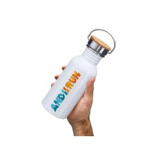 Бутылка BOINA из нержавеющей стали 304 и бамбука, белый