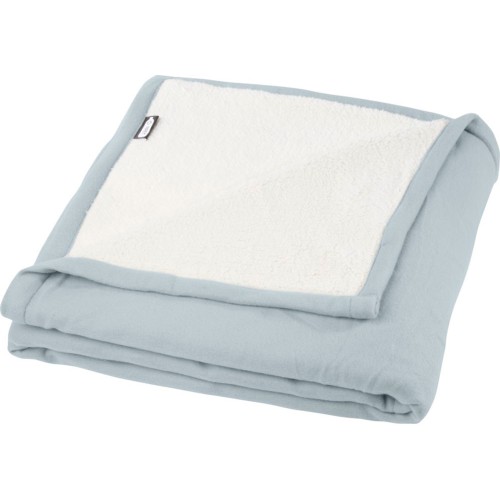 Купить Плед Marigold из флиса из вторичного ПЭТ и искусственного меха, серый/белый с нанесением логотипа