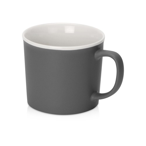Купить Матовая кружка Nancy 360 мл цветная снаружи, белая внутри, серый с нанесением логотипа