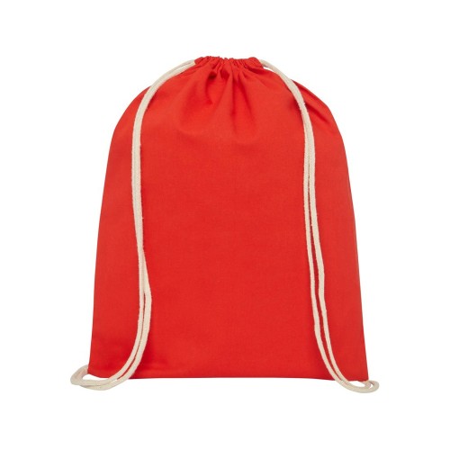Купить Рюкзак со шнурком Tenes из хлопка плотностью 140 г/м2, красный с нанесением логотипа