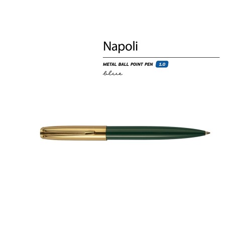 Купить Ручка металлическая шариковая Napoli, зеленый/золотистый с нанесением логотипа Купить Ручка металлическая шариковая Napoli, зеленый/золотистый с нанесением логотипа